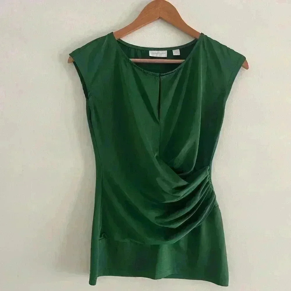 NEW YORK & CO Royal Green Dress Blouse Silhouette